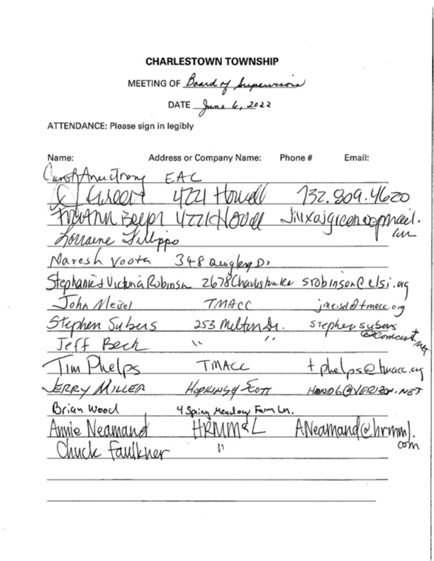 Sign-in sheet, 6/6/2022