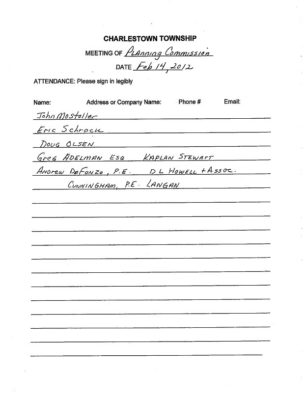 Sign-in sheet, 2/14/2012