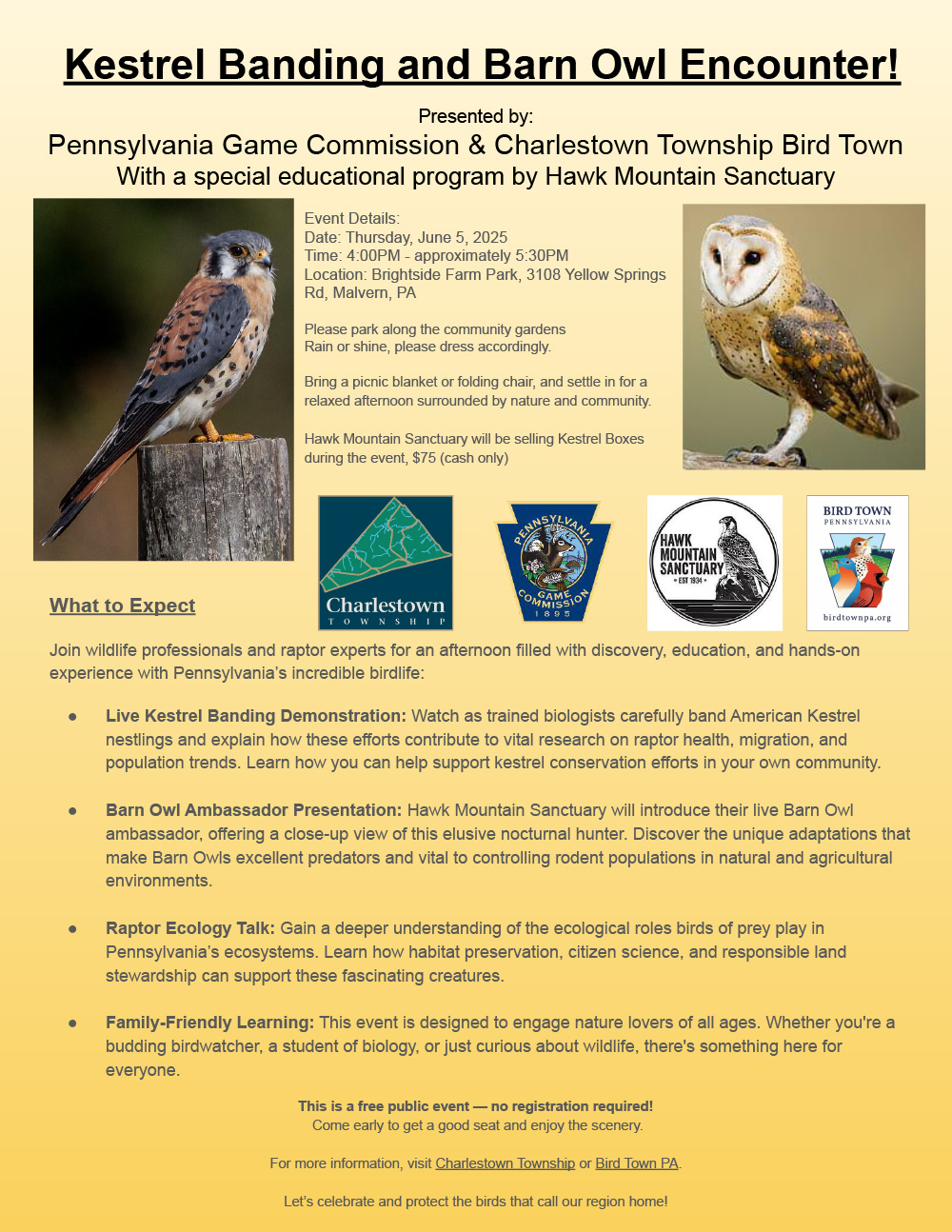 Kestrel Banding and Barn Owl Encounter Poster