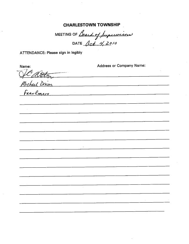 Sign-in sheet, 10/04/2010