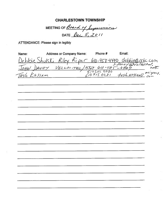 Sign-in sheet, 12/5/2011