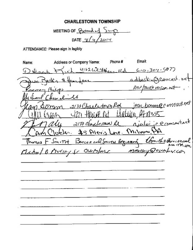 Sign-in sheet, 8/4/2014