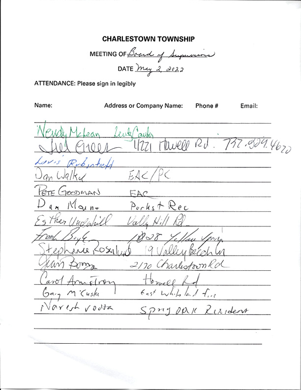 Sign-in sheet, 5/2/2022