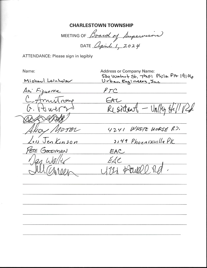 Sign-in sheet, 4/1/2024
