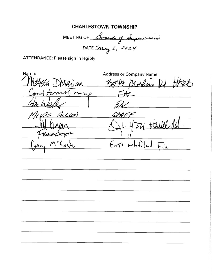 Sign-in sheet, 5/6/2024