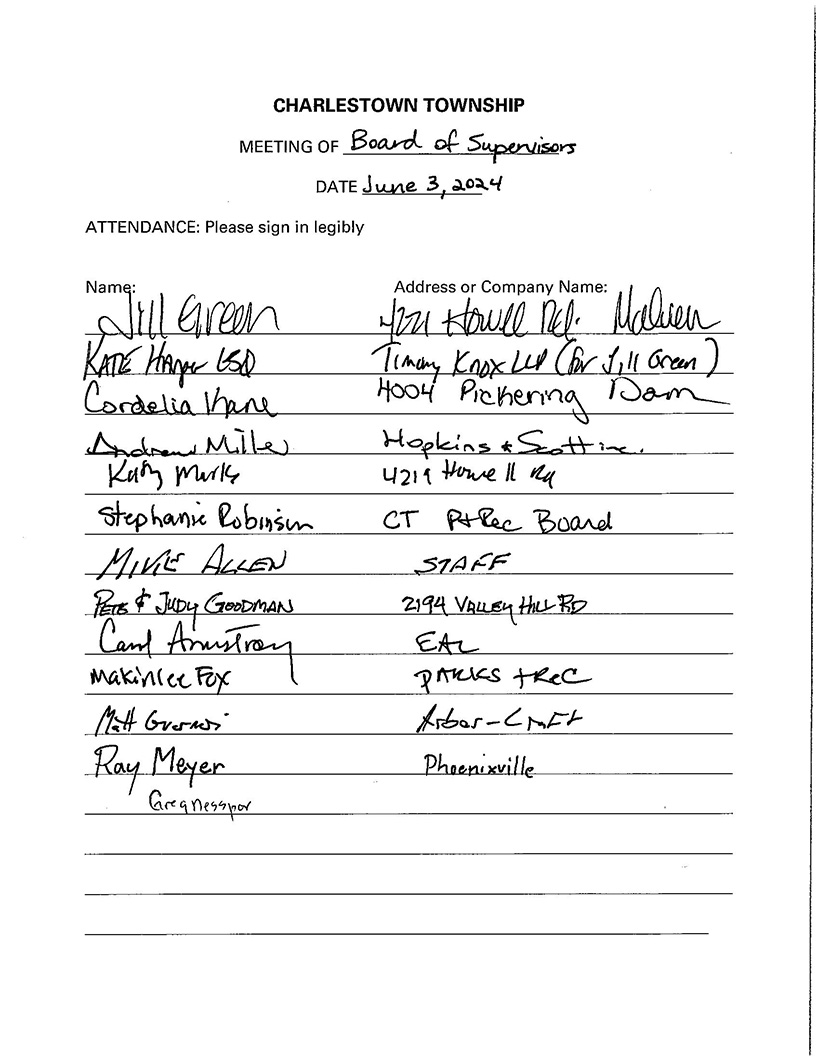 Sign-in sheet, 6/3/2024