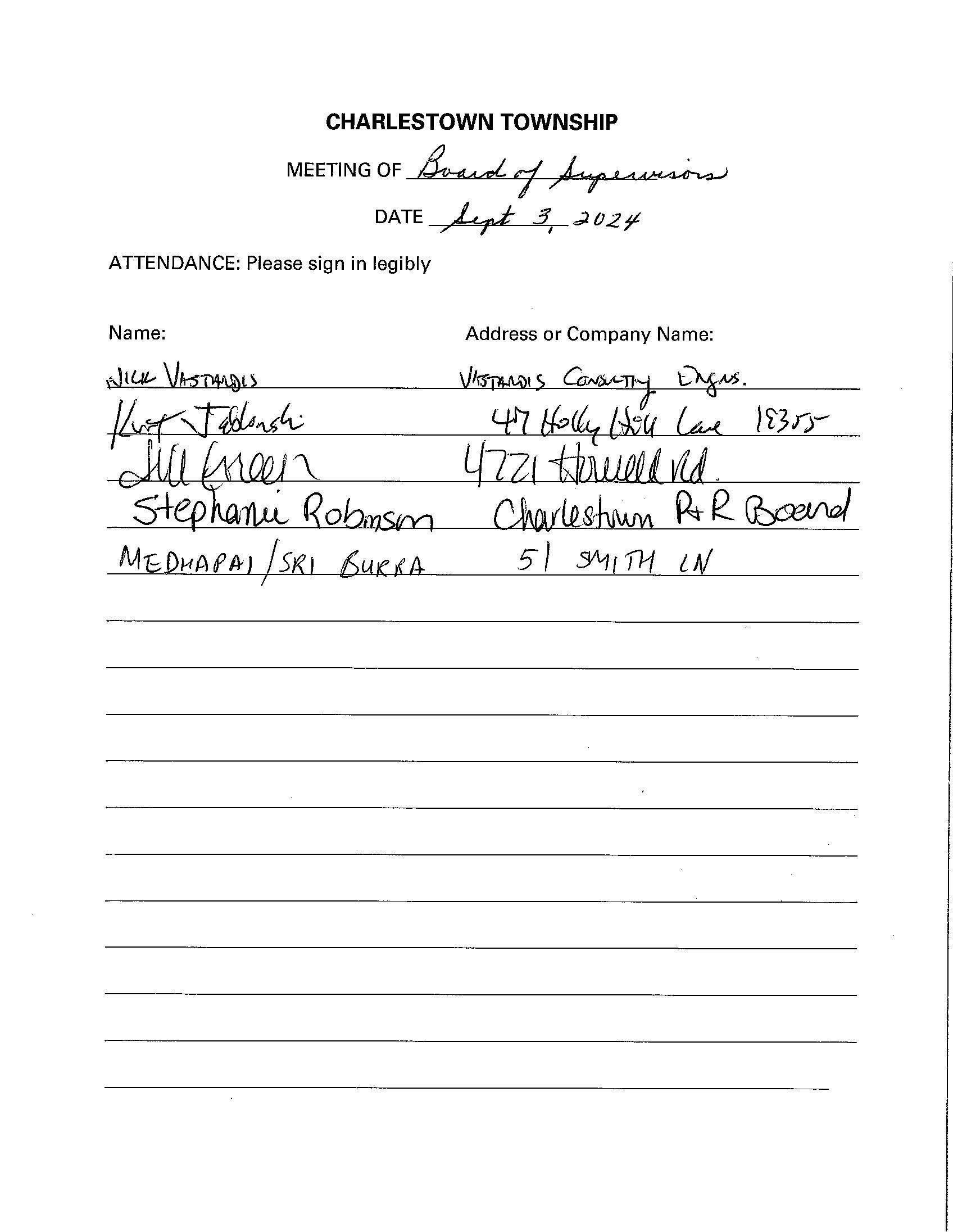 Sign-in sheet, 9/3/2024