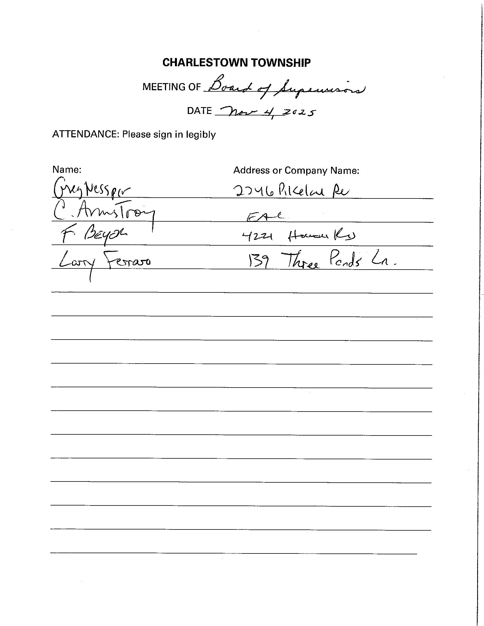 Sign-in sheet, 11/4/2024