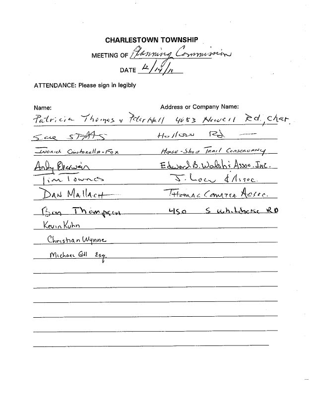 Sign-in sheet, 12/14/2010