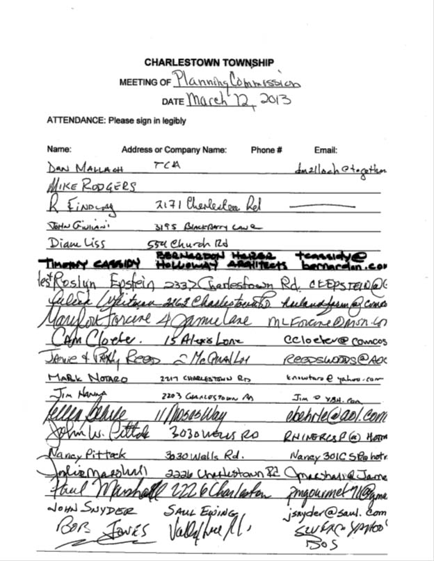 Sign-in sheet, 03/12/2013