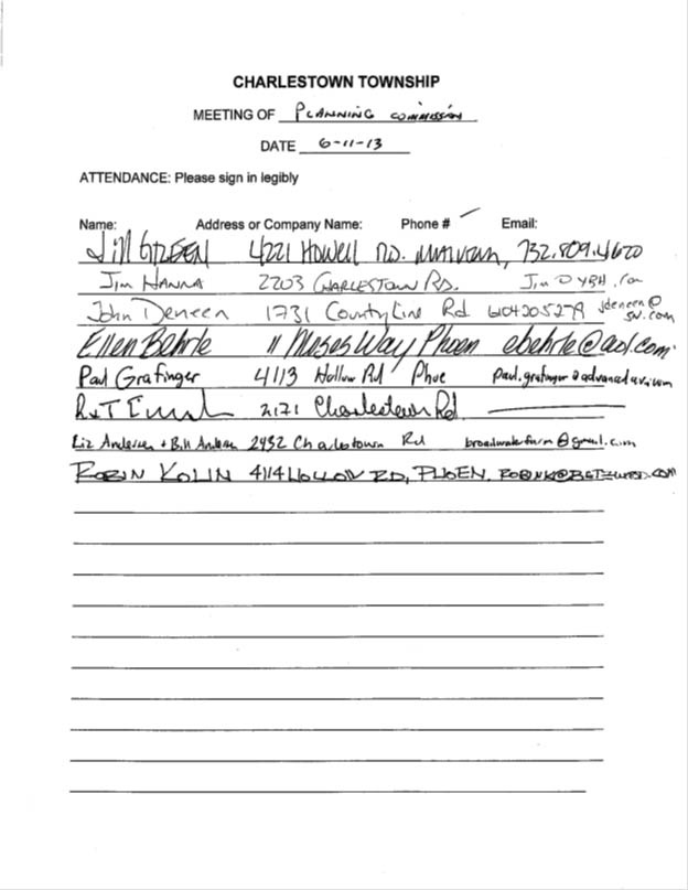 Sign-in sheet, 06/11/2013