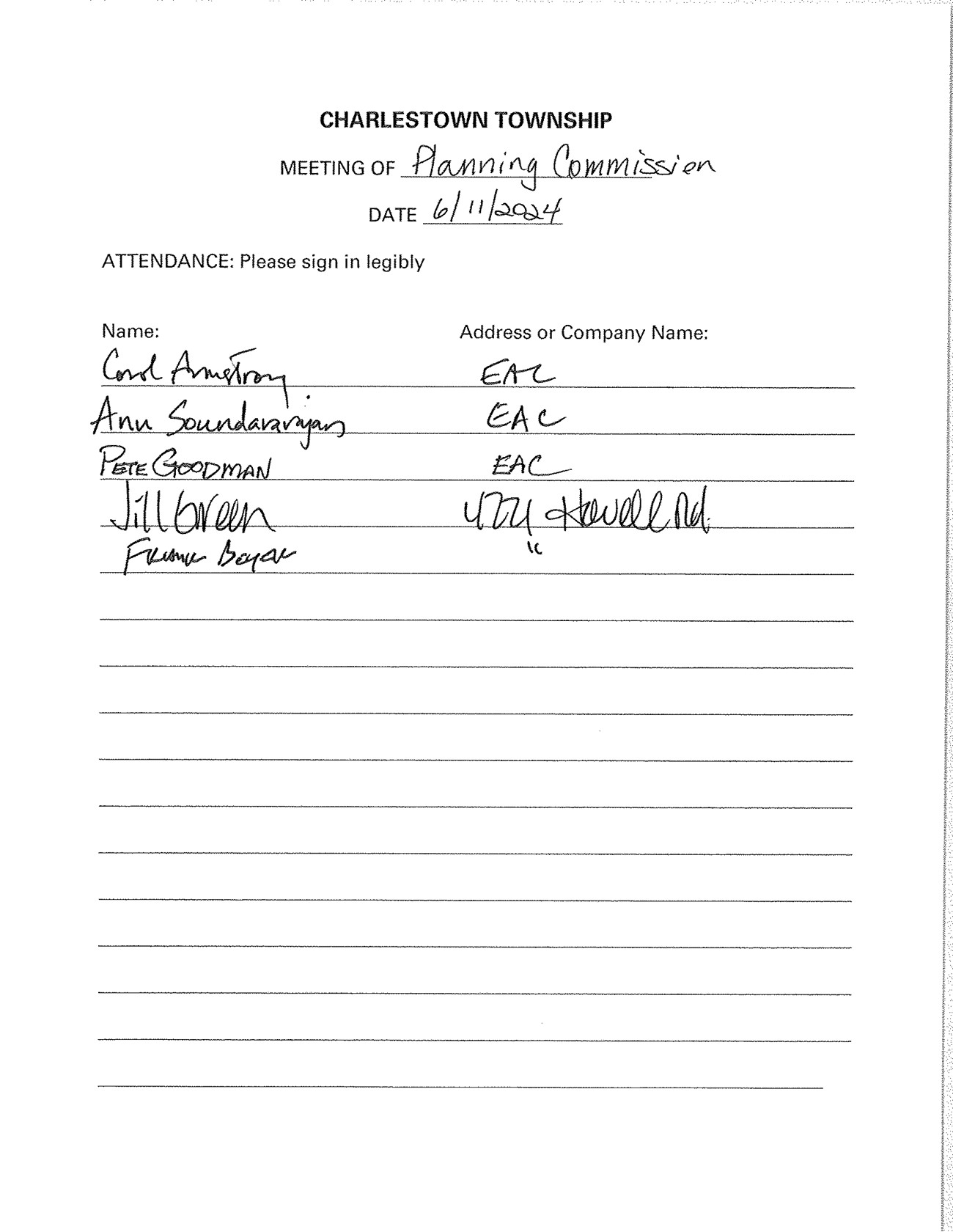 Sign-in sheet, 6/11/2024