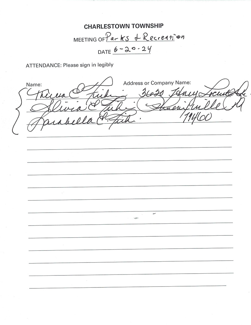 Sign-in sheet, 6/20/2024